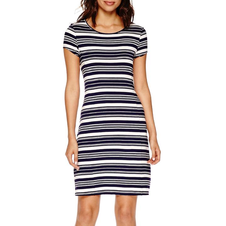 A.n.a Short-sleeve Stripe A-line Dress