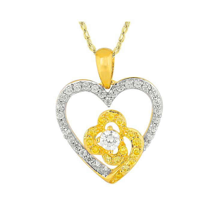 1/2 Ct. T.w. White And Color-enhanced Yellow Diamond Heart Pendant Necklace