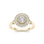 1/2 Ct. T.w. Diamond Flower Halo 10k Yellow Gold Engagement Ring