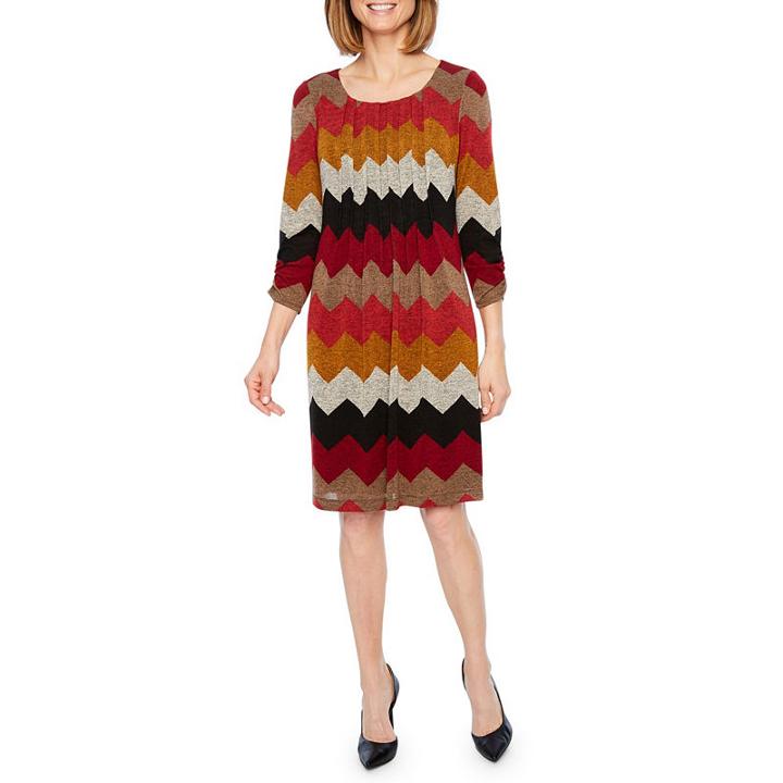 Perceptions Elbow Sleeve Stripe Shift Dress