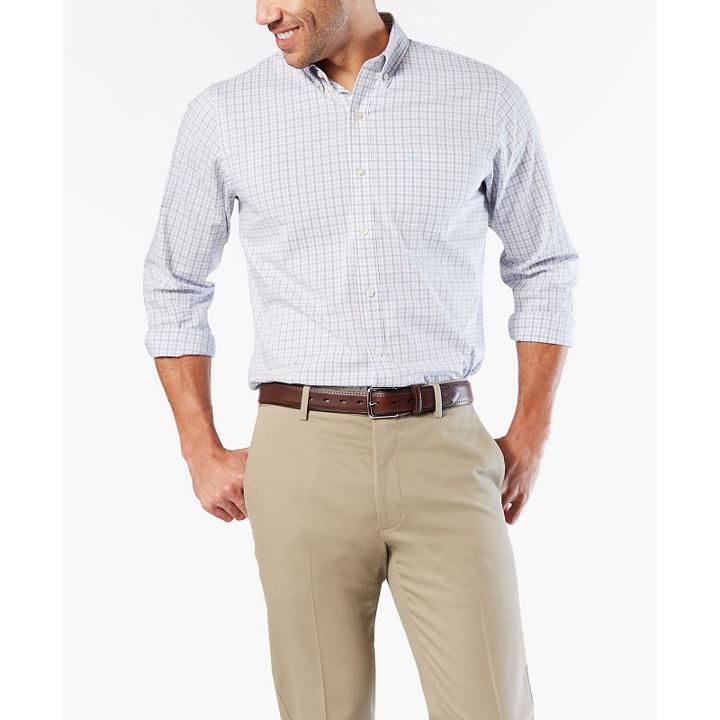 Dockers Long Sleeve Gingham Button-front Shirt-big And Tall