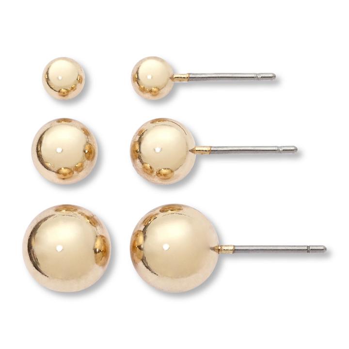 Mixit Gold-tone 3-pr. Orb Stud Earring Set