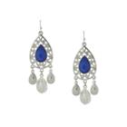 1928 Jewelry Silver-tone Blue Filigree Teardrop Earrings