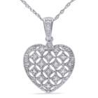Womens 1/7 Ct. T.w. Genuine White Diamond 14k Gold Heart Pendant Necklace