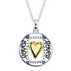 Footnotes Sterling Silver With Yellow-tone Flash Gold Plating Love Pendant Necklace