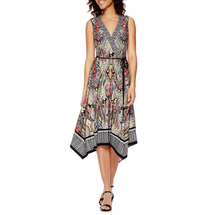 Studio 1 Sleeveless Paisley Handkerchief Dress
