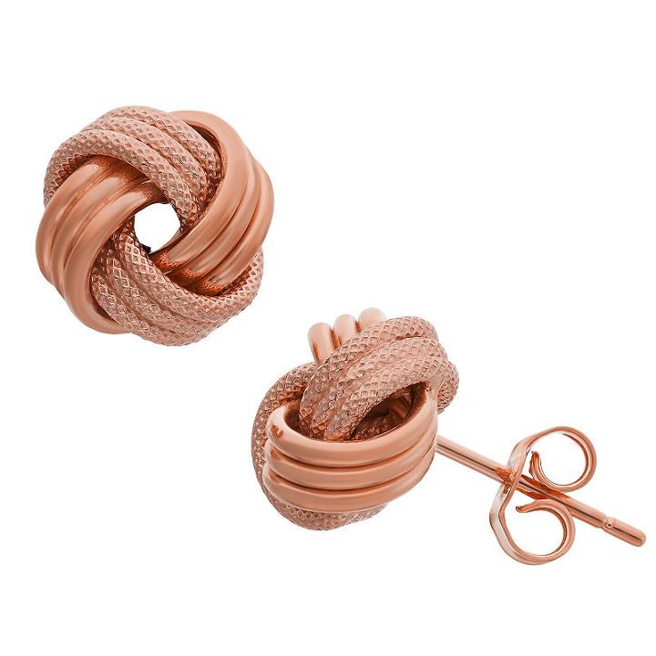 Made In Italy 14k Rose Gold 9mm Knot Stud Earrings
