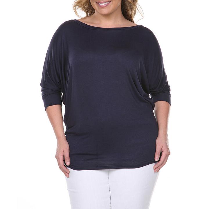 White Mark Bat Sleeve Tunic Top-plus