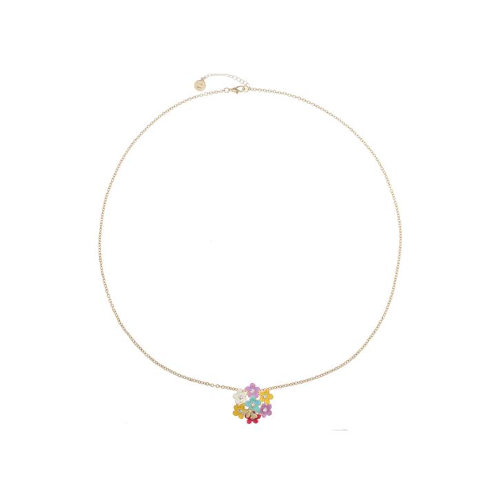Liz Claiborne Long Flower Pendant Multi And Goldtone