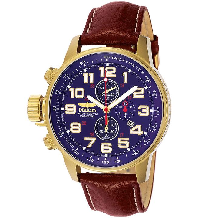 Invicta Lefty Chronograph Mens Blue Gold-tone Watch