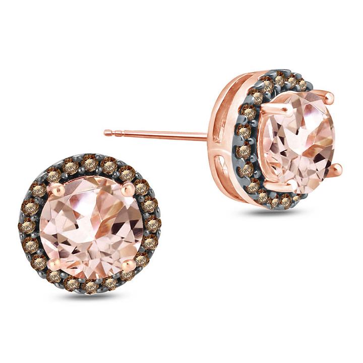 Genuine Pink Morganite 8.6mm Stud Earrings
