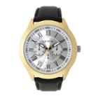 Geneva Mens Black And Gold-tone Strap Watch