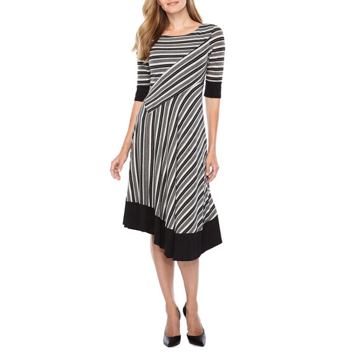 Rabbit Rabbit Rabbit Design Elbow Sleeve Fit & Flare Dress