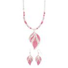 Mixit Pink Leaf Pendant Necklace And Earring Set