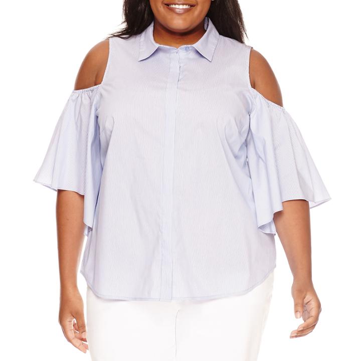 Worthington 3/4 Sleeve Button-front Shirt-plus
