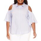 Worthington 3/4 Sleeve Button-front Shirt-plus