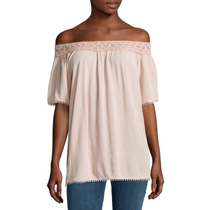 I Jeans By Buffalo Crochet Off Shoulder Top