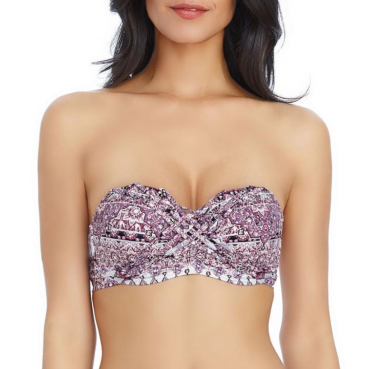 Ambrielle Stripe Bandeau Swimsuit Top