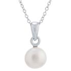 Silver Treasures Womens White Round Pendant Necklace