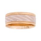 Mens 10k Two-tone Gold 8mm Engraved Wedding Band