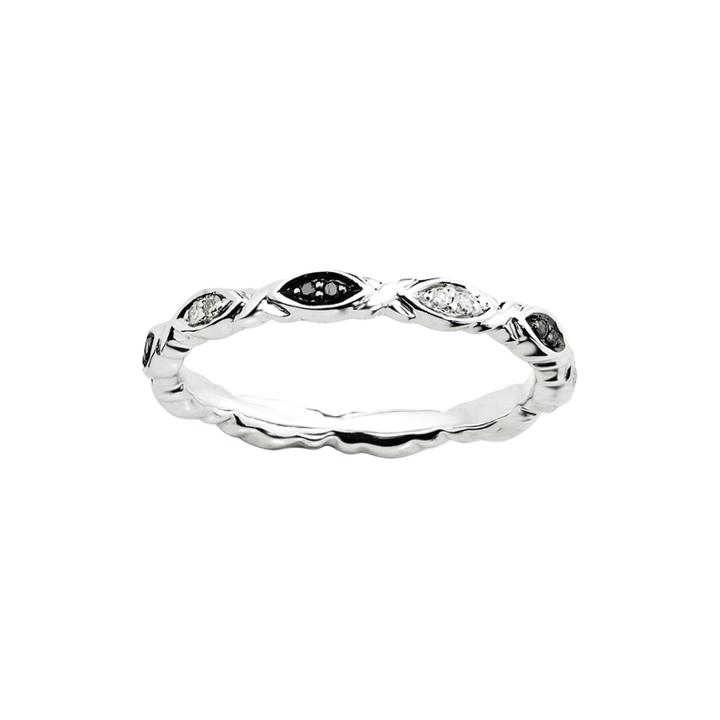 Personally Stackable 1/10 Ct. T.w. White & Color-enhanced Black Diamond Ring