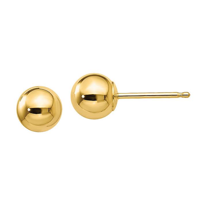 14k Gold 5mm Round Stud Earrings