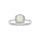 Cushion-cut Lab-created Opal And Genuine White Topaz Sterling Silver Ring