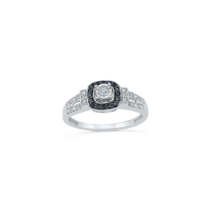 Womens 1/6 Ct. T.w. Genuine Round Multi Color Diamond Sterling Silver Promise Ring