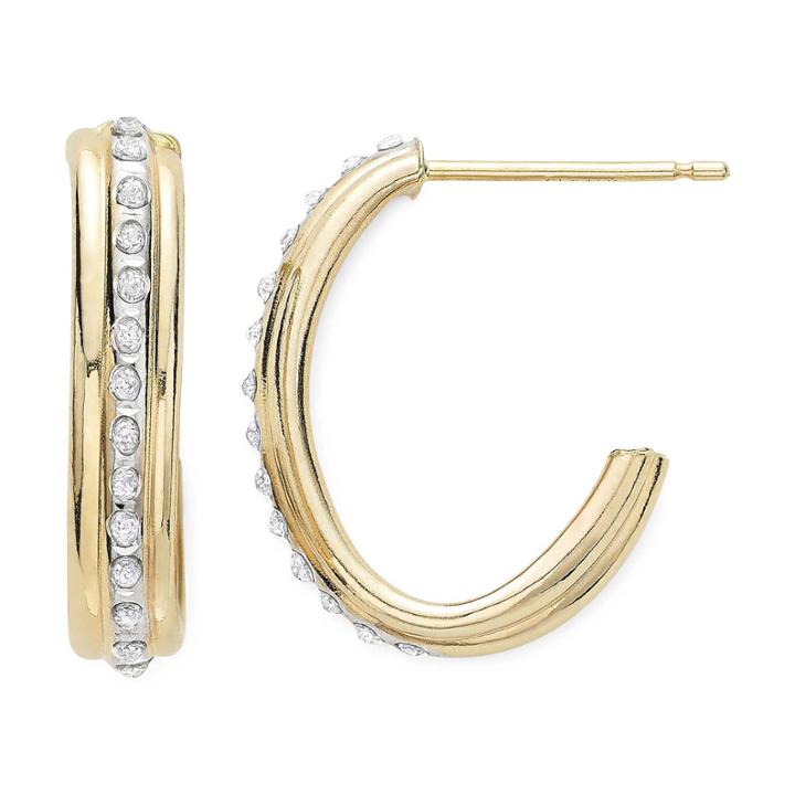 Diamond Fascination&trade; 14k Yellow Gold J-hoop Earrings