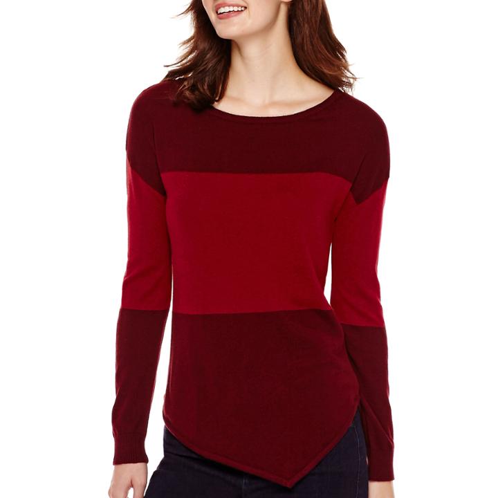 A.n.a Long-sleeve Asymmetrical Striped Sweater