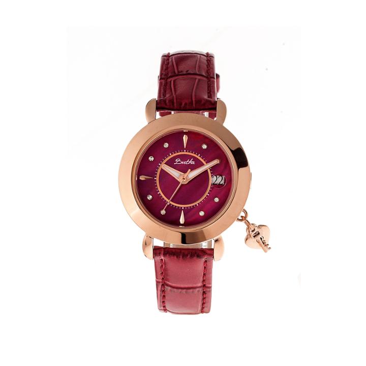 Bertha Womens Kaylee Mother-of-pearl Red Leather-band Watch With Datebthbr5405