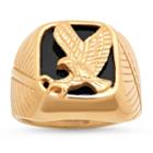 Mens 18k Gold Over Stainless Steel Eagle Ring