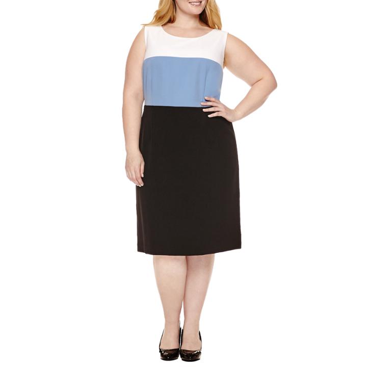 Black Label By Evan-picone Sleeveless Sheath Dress-plus