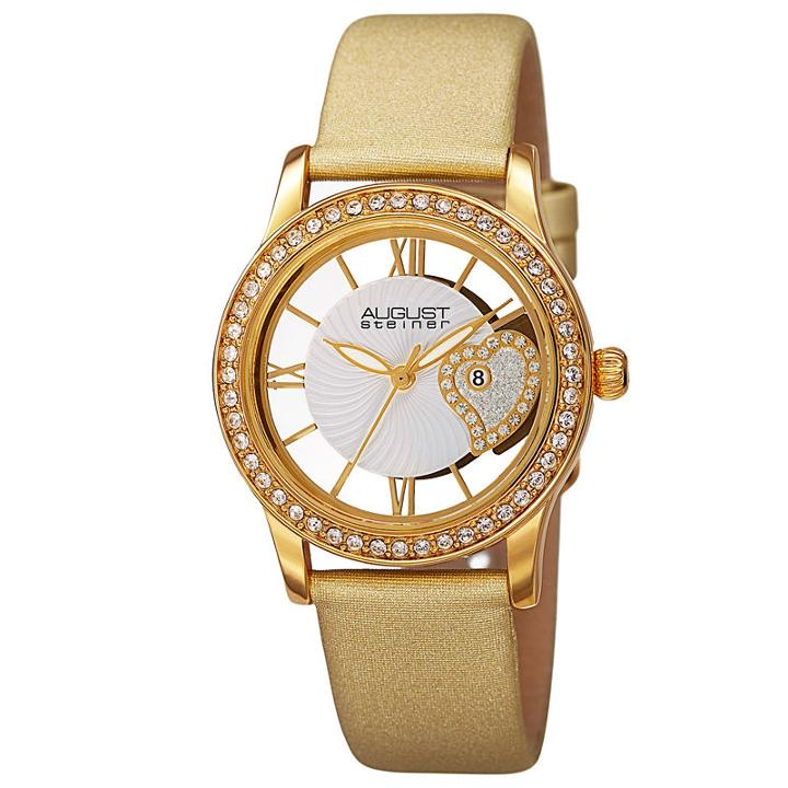 August Steiner Womens Gold Tone Strap Watch-as-8176yg
