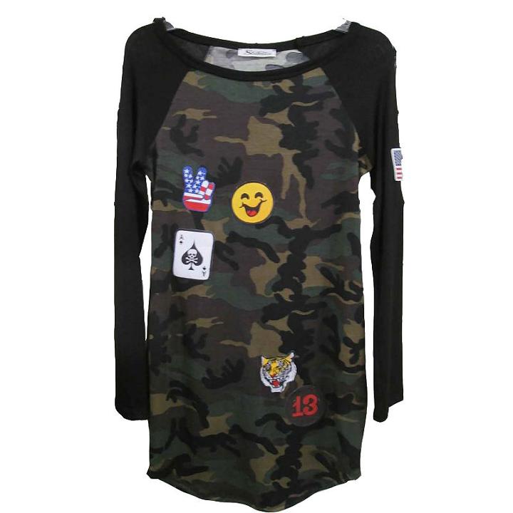 Stillettos Baseball Camo Tunic With Patches