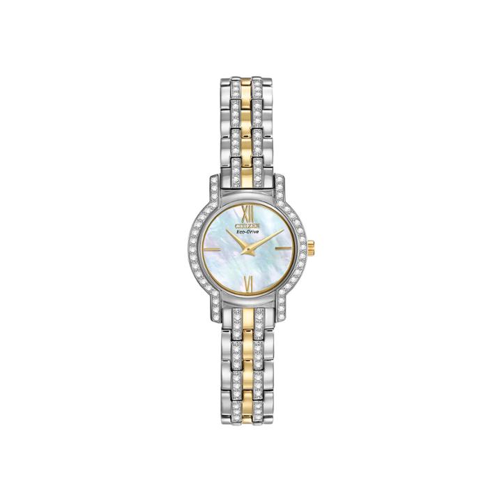 Citizen Eco-drive Womens Crystal-accent Two-tone Stainless Steel Watch Ex1244-51d