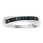 Womens 1/8 Ct. T.w. Color Enhanced Blue Diamond Sterling Silver Band