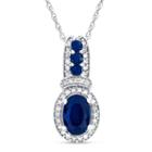 Womens 10k Gold Genuine Blue Sapphire & 1/2 Ct. T.w. Pendant Necklace
