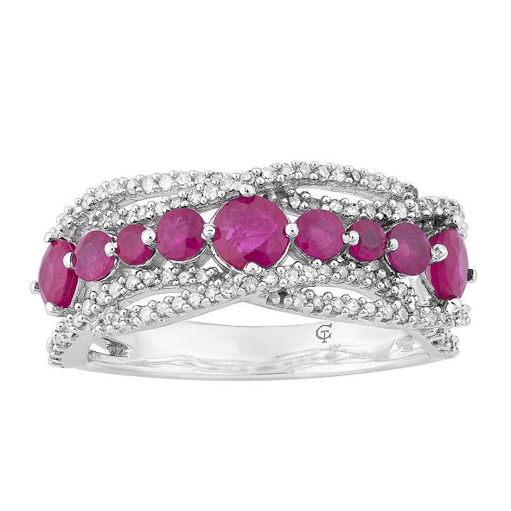 Womens 1/3 Ct. T.w. Red Ruby 10k Gold Cocktail Ring