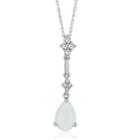 Womens Sterling Silver Lab-created Opal & Lab-created White Sapphire Pendant Necklace