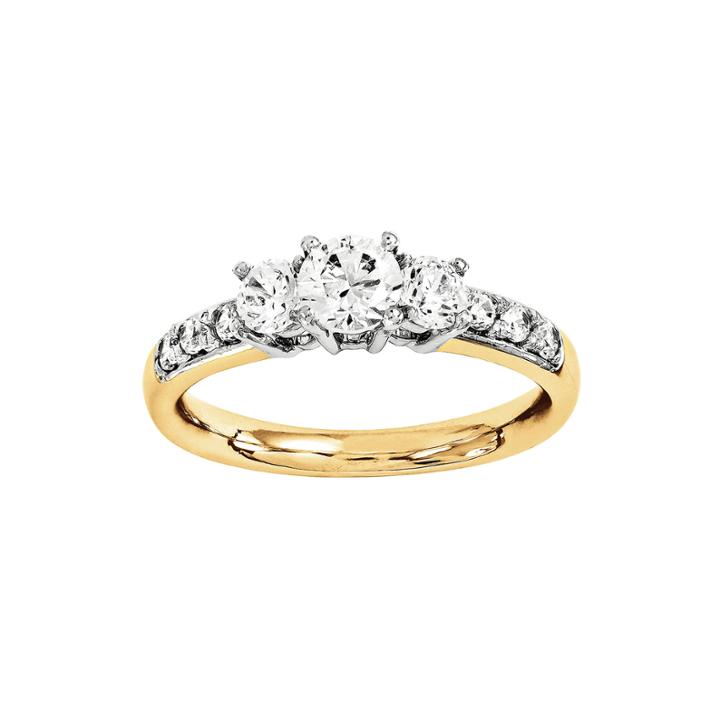 1 1/7 Ct. T.w. Diamond 14k Gold 3-stone Engagement Ring