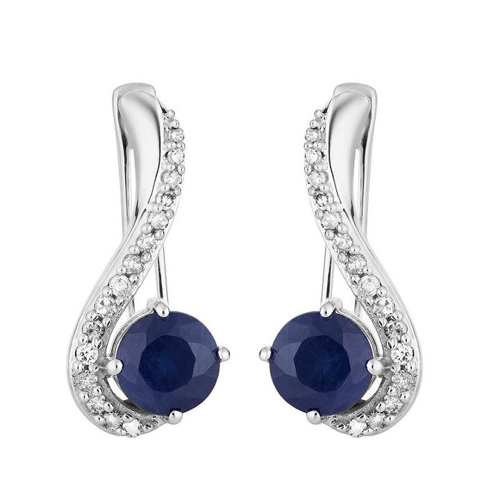 1/7 Ct. T.w. Genuine Blue Sapphire 10k White Gold Drop Earrings