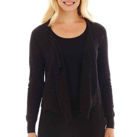 Worthington Long-sleeve Metallic-flecked Sweater - Petite