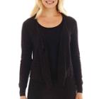 Worthington Long-sleeve Metallic-flecked Sweater - Petite