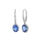 Limited Quantities Genuine Tanzanite And 1/5 Ct. T.w. Diamond White Gold Earrings