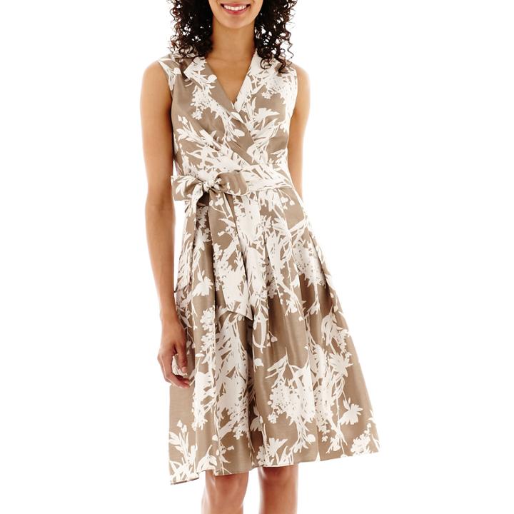 Jessica Howard Sleeveless Faux-wrap Shirtdress