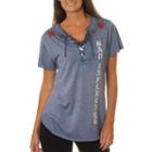 Freeze Juniors' Bad Influence With Roses Lace-upwashed Short Sleeve Graphic T-shirt