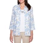 Alfred Dunner Blues Traveler 3/4 Sleeve Crew Neck Woven Lined Blouse