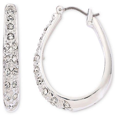 Liz Claiborne Silver-tone & Crystal Hoop Earrings