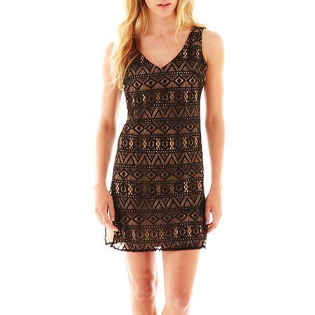 Bisou Bisou Sleeveless V-neck Lace Dress